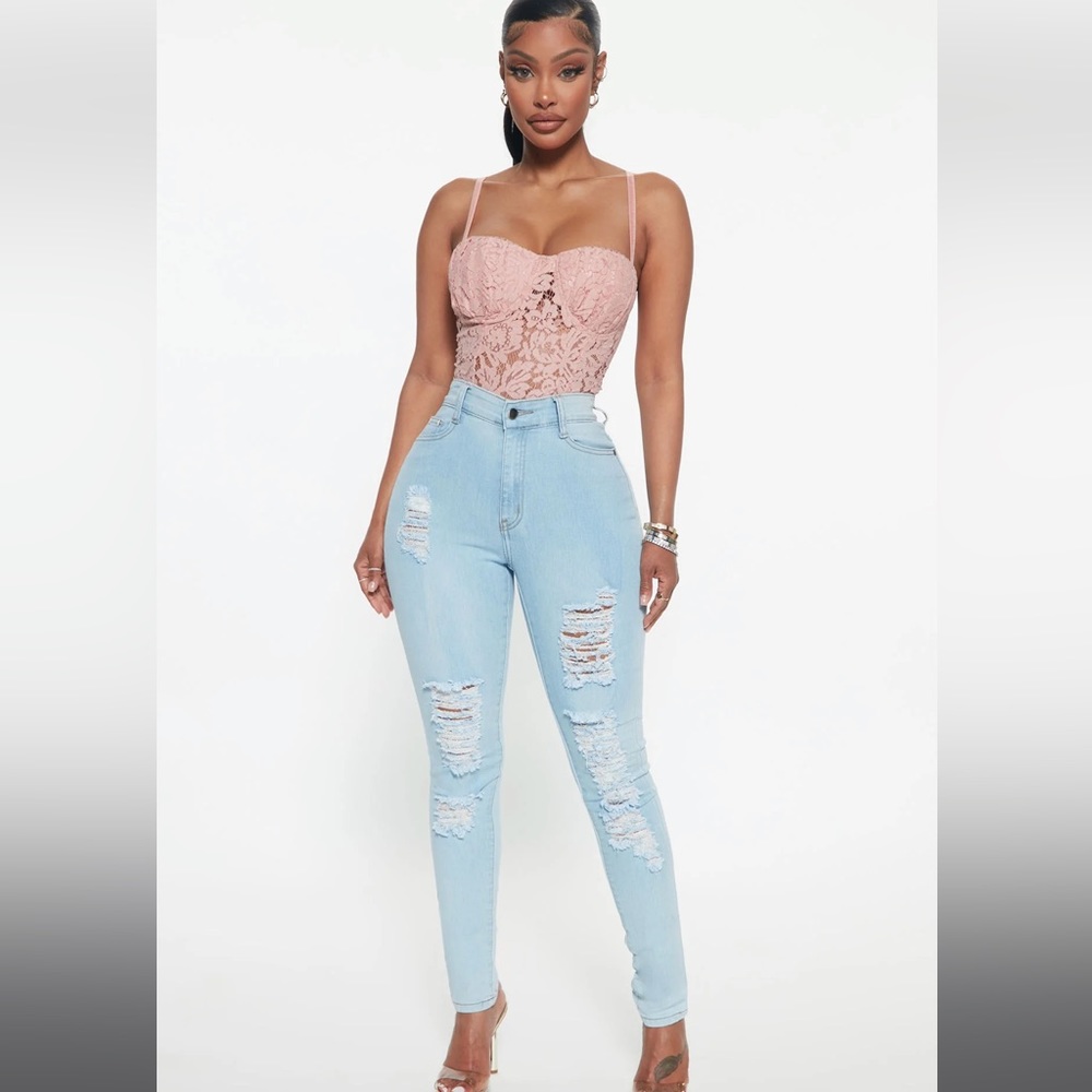 Fashion Novs High Waisted Distressed Jeans